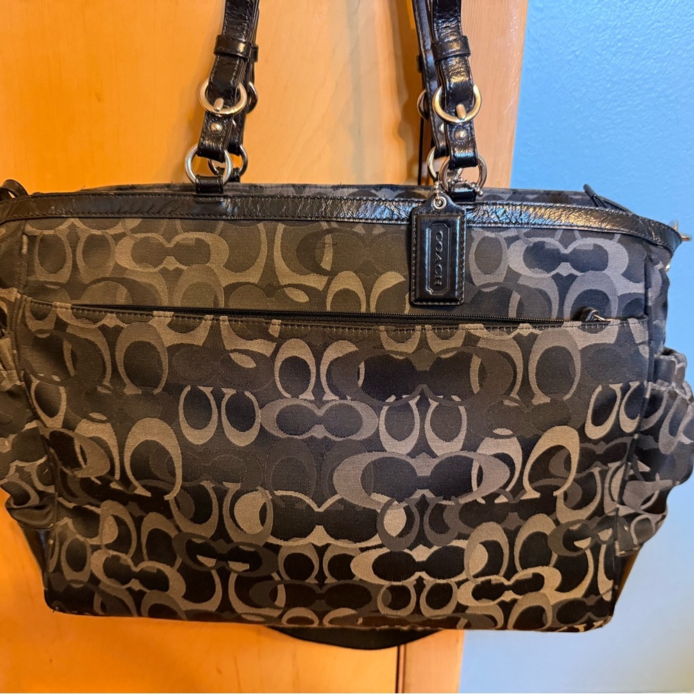 Vintage Coach Black and Gray Signature Diaper Bag